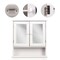 White Wall-Mounted Mirrored Medicine Cabinet with Open Shelf Shutter Doors, MDF, Bathroom Storage Organizer